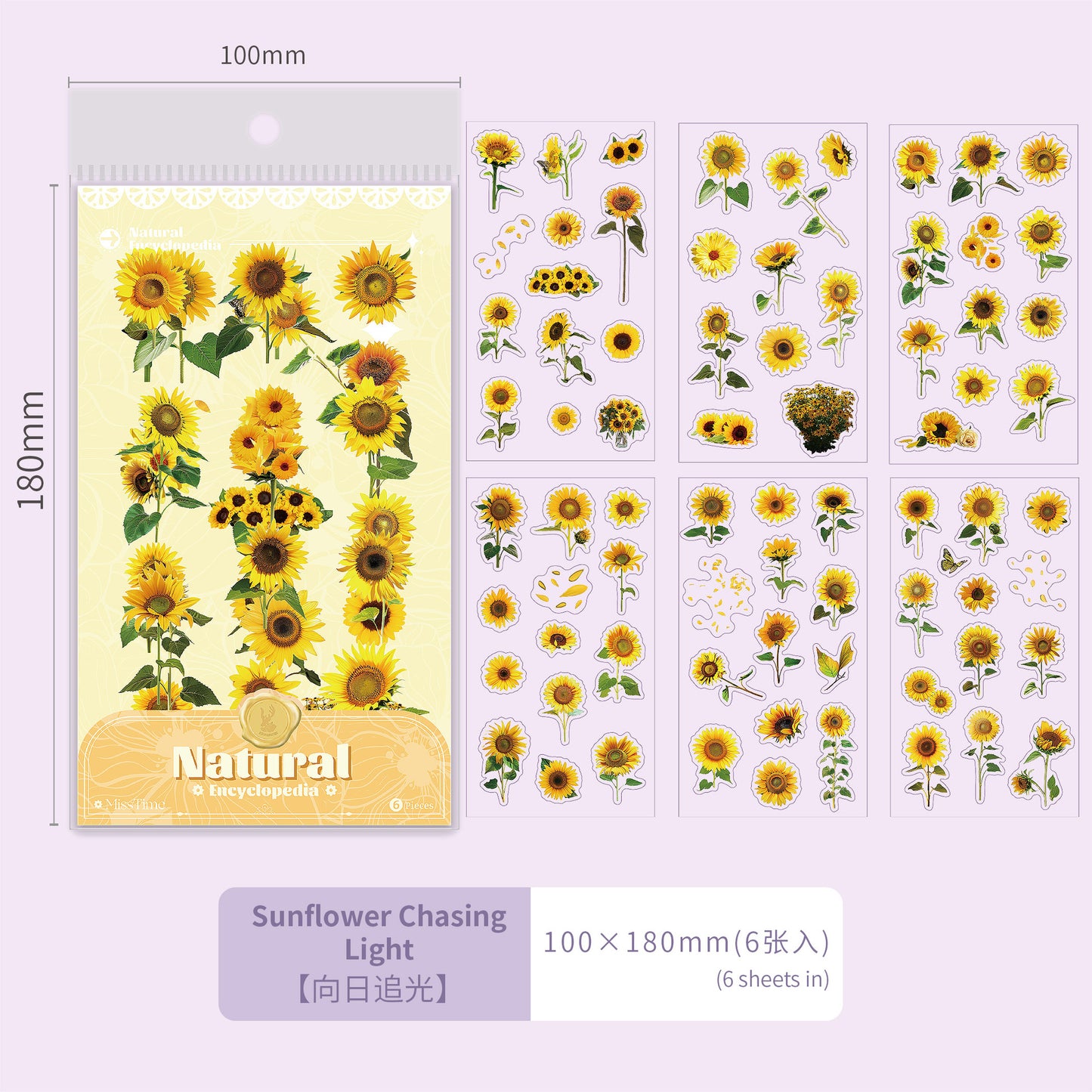 6 Shhets PET Flower Botanical Stickers ZRTJ