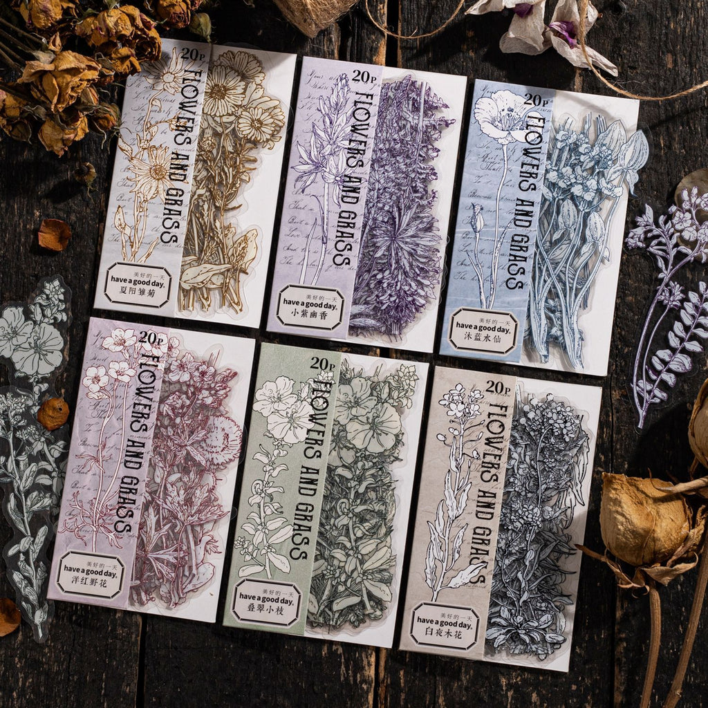 20 Pcs Plant PET Stickers HJCT