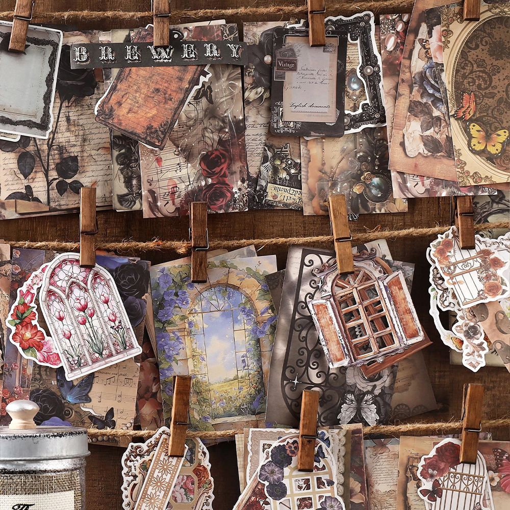 200 Pcs Junk Journal Paper and Stickers Kit BBJY