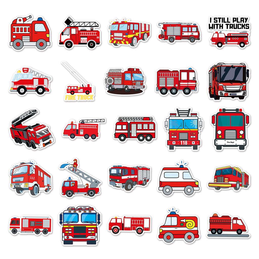 50 Pcs Vinyl Fire Engine Stickers XFC493