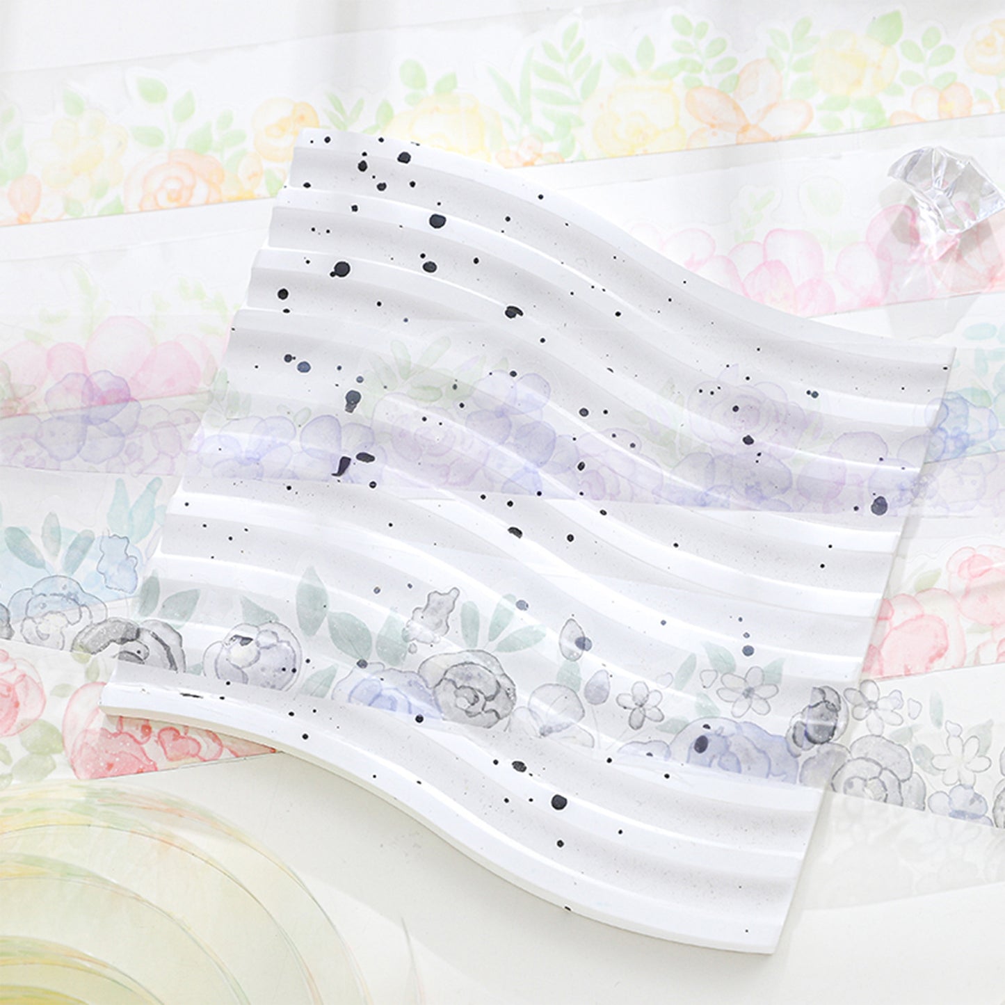 1 Roll Watercolor Flower PET Stickers BLHH