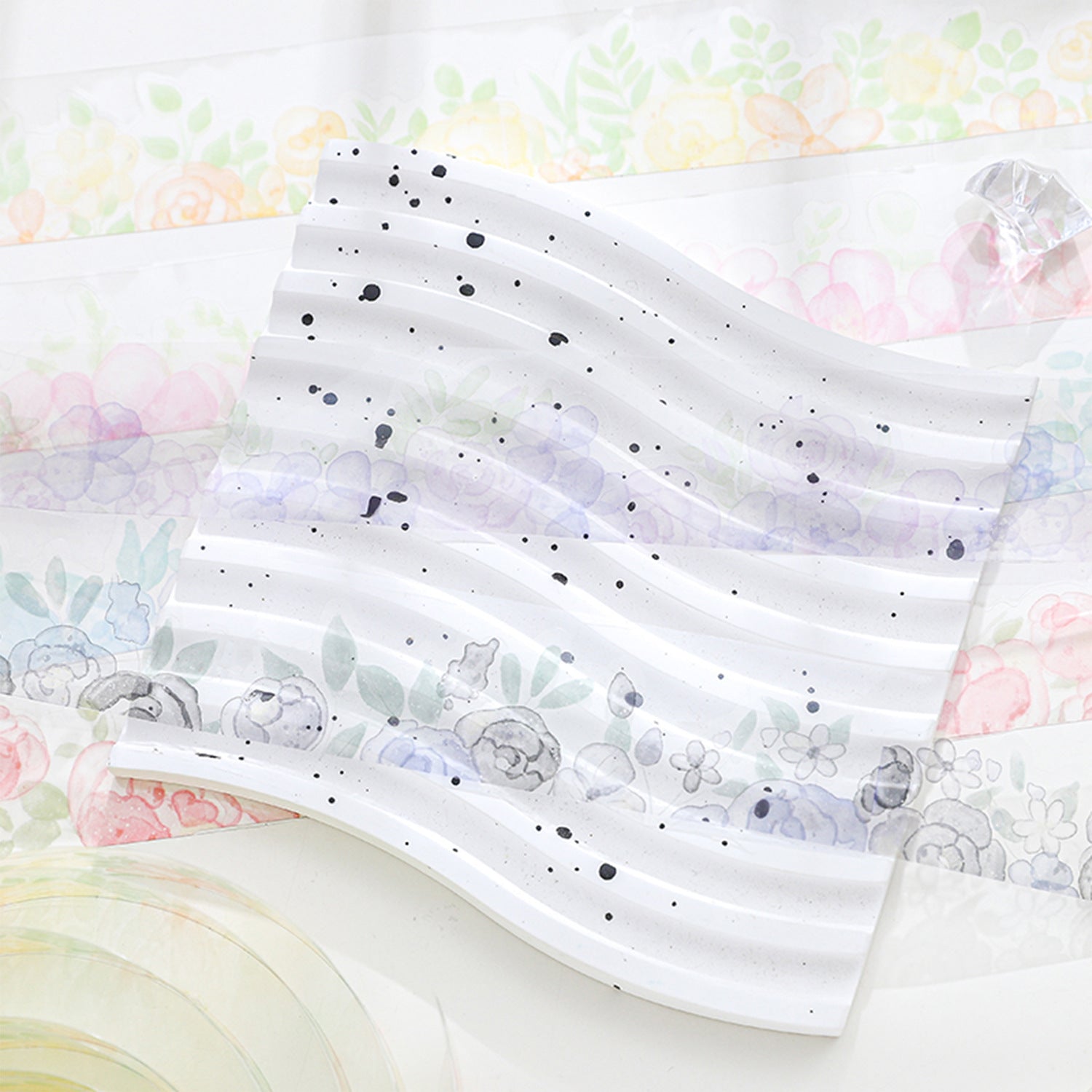 1 Roll Watercolor Flower PET Stickers BLHH