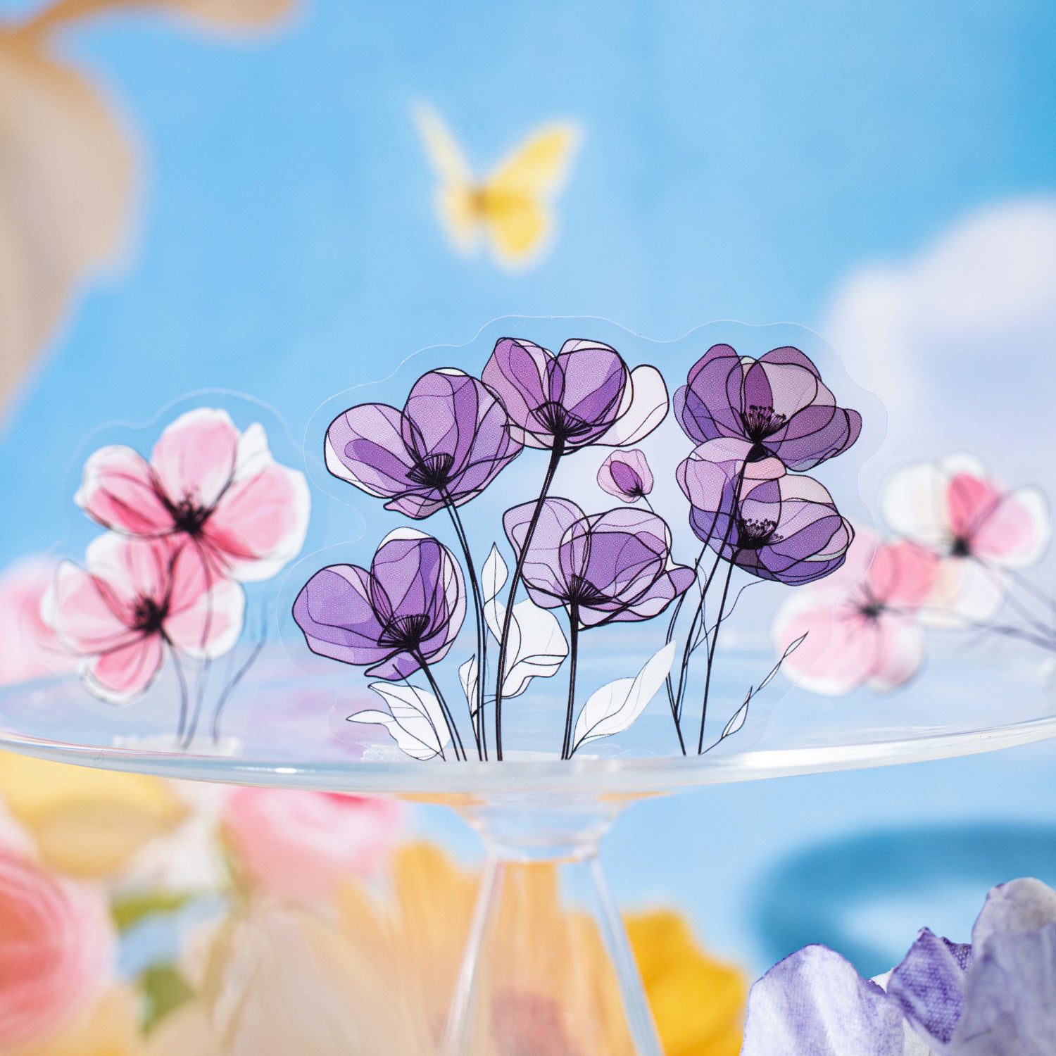 15 Pcs Light Color Flower PET Stickers MHHJ