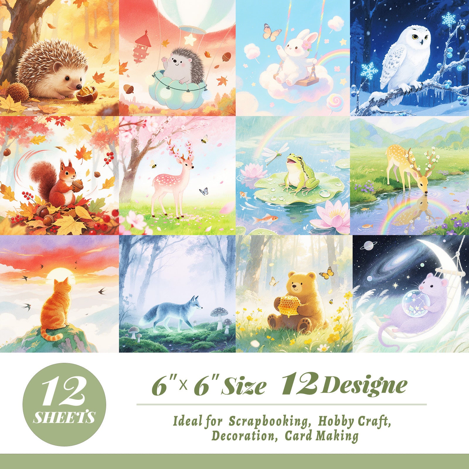 6 inch Fariy Animal Scrapbook Paper Pad PA947