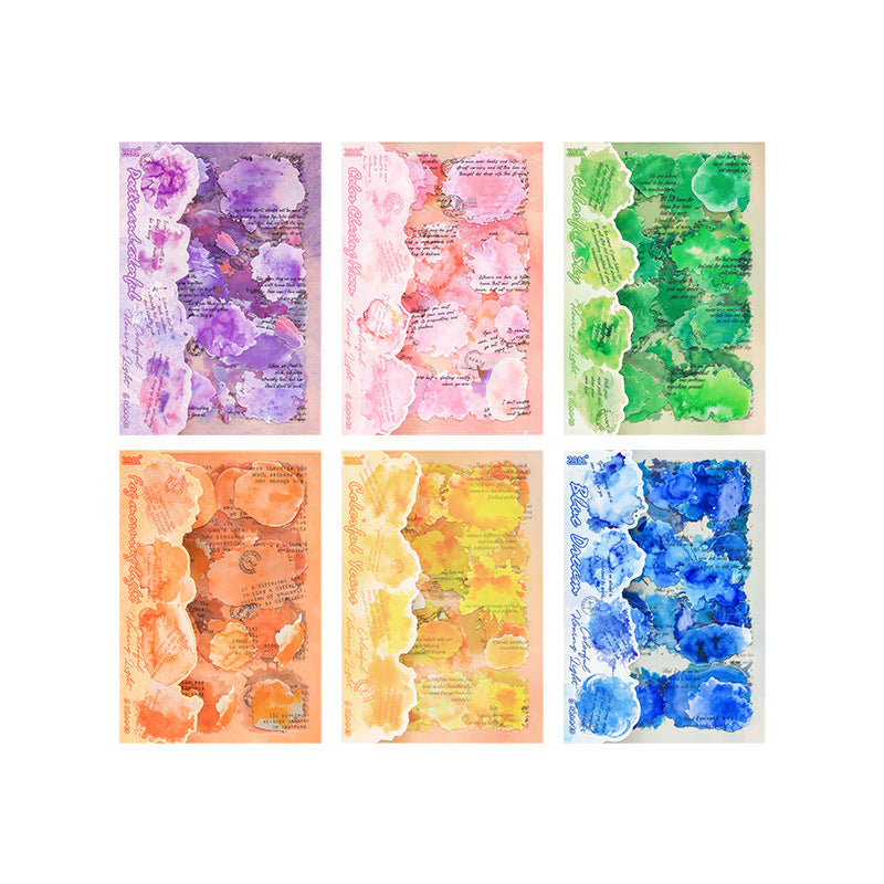 6 Sheets Watercolor Splash PET Stickers CXLG