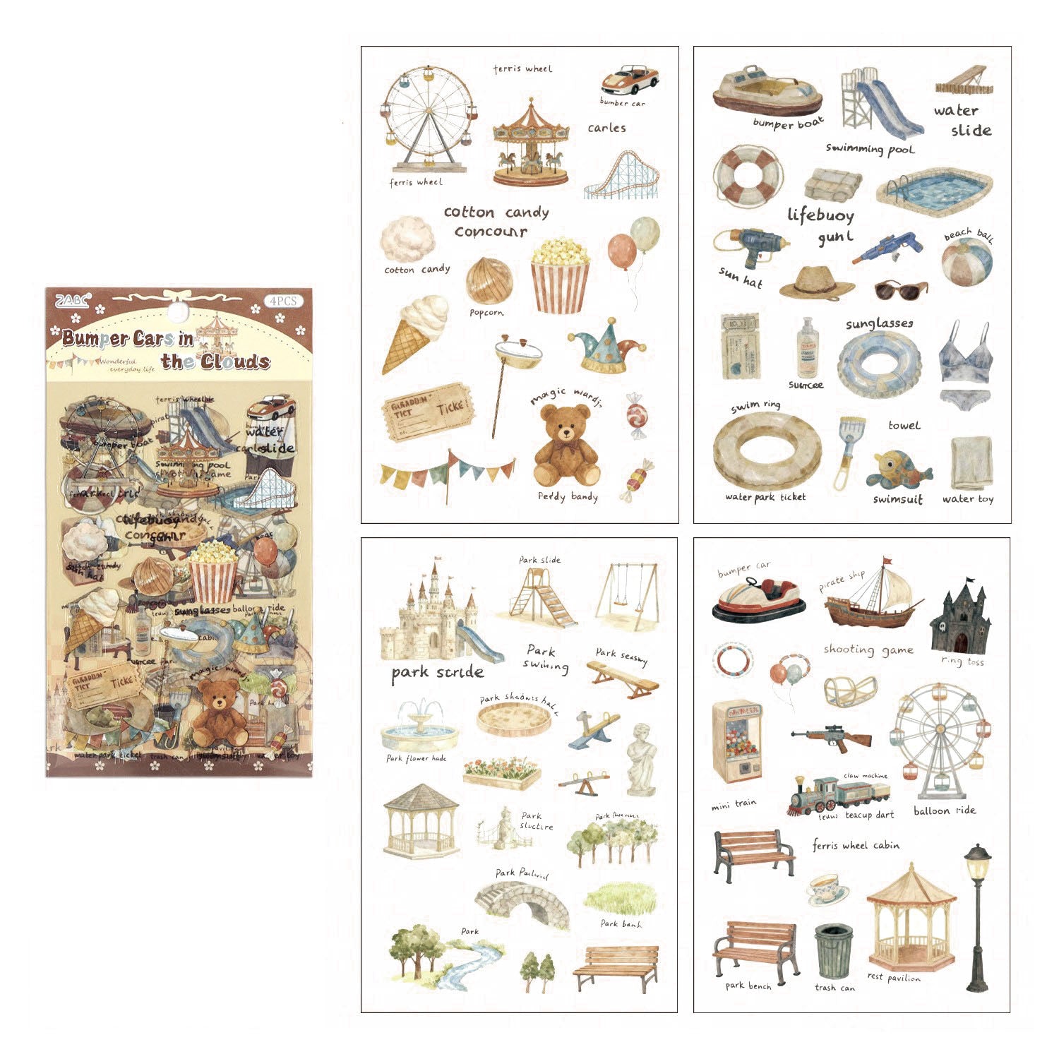 4 Pcs Everyday Journal PET Stickers - Bumper