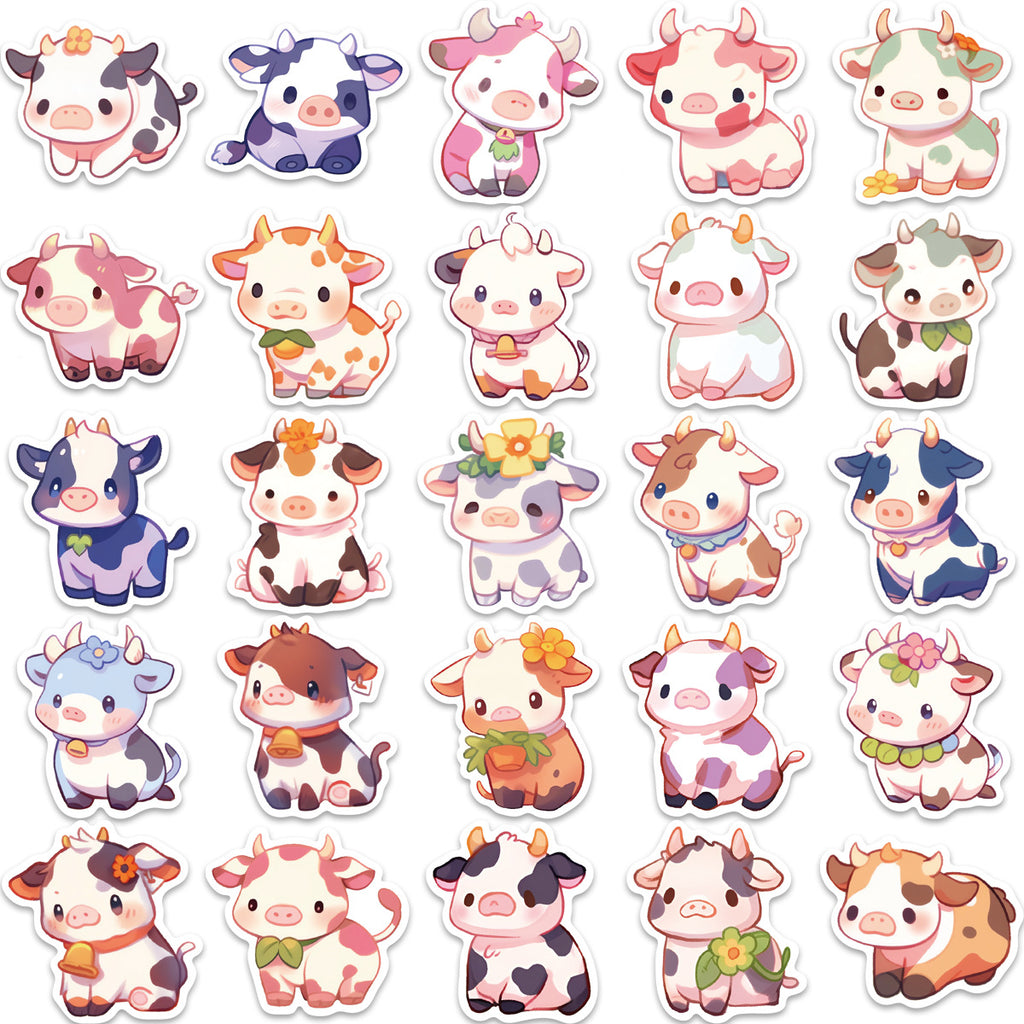50 Pcs Vinyl Rainbow Cow Stickers CHXN