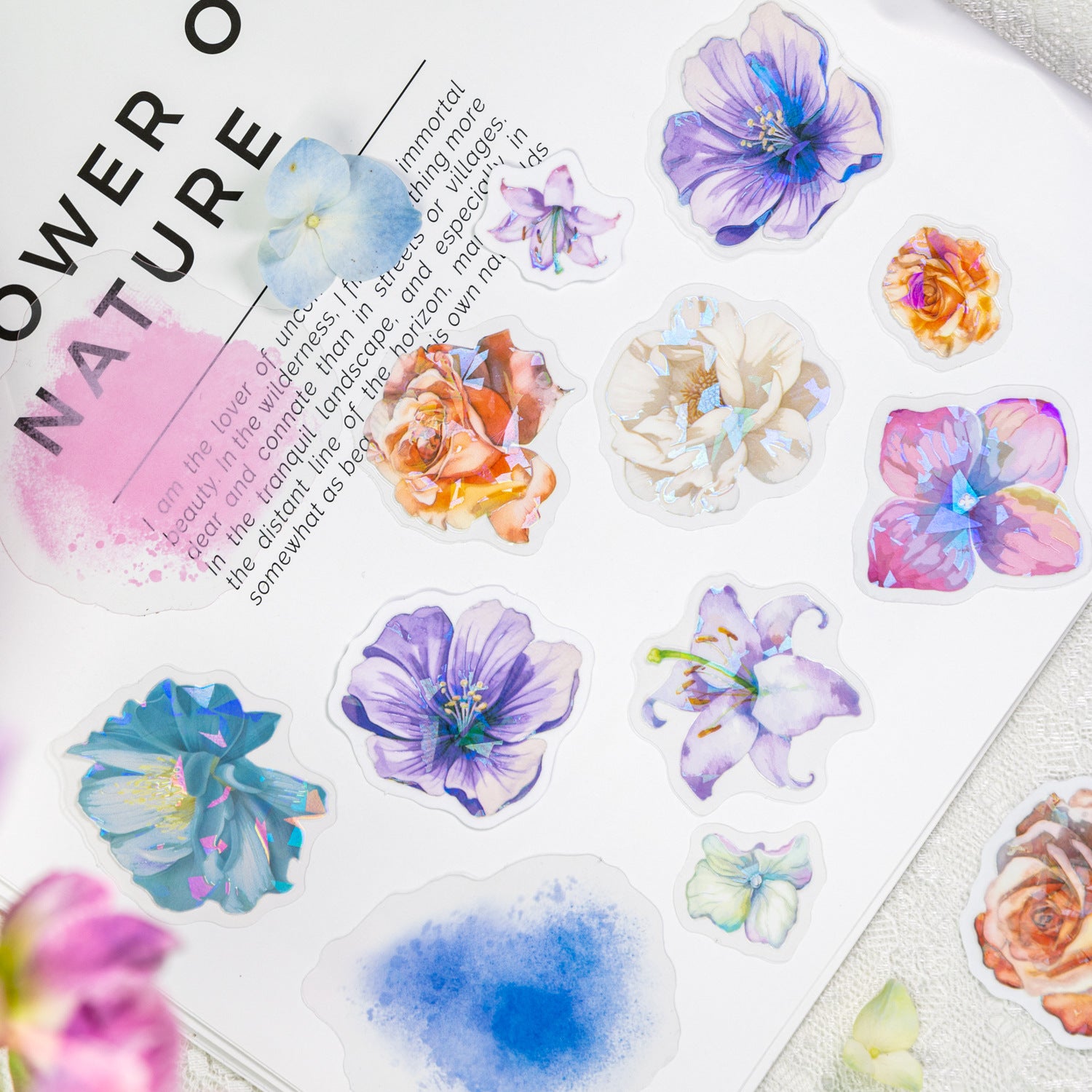 30 Pcs Watercolor Flower Stickers SWYBSJ