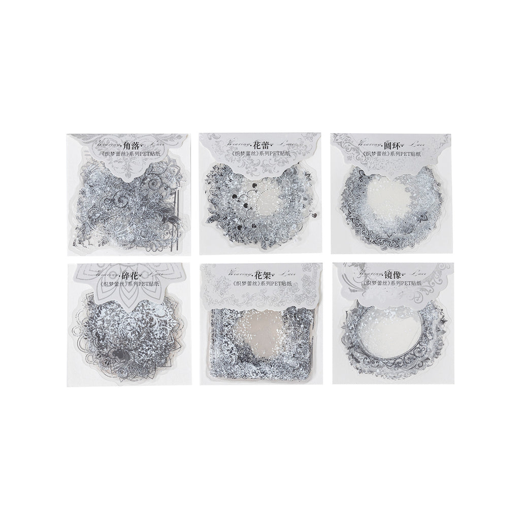 20 Pcs Floral Lace Frame PET Stickers ZMLS