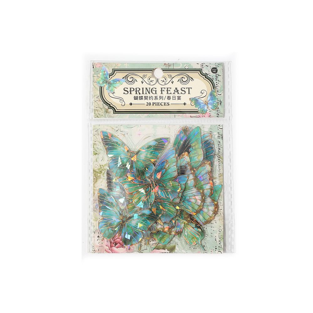 20 Pcs Holographic PET Butterfly Stickers HDQY