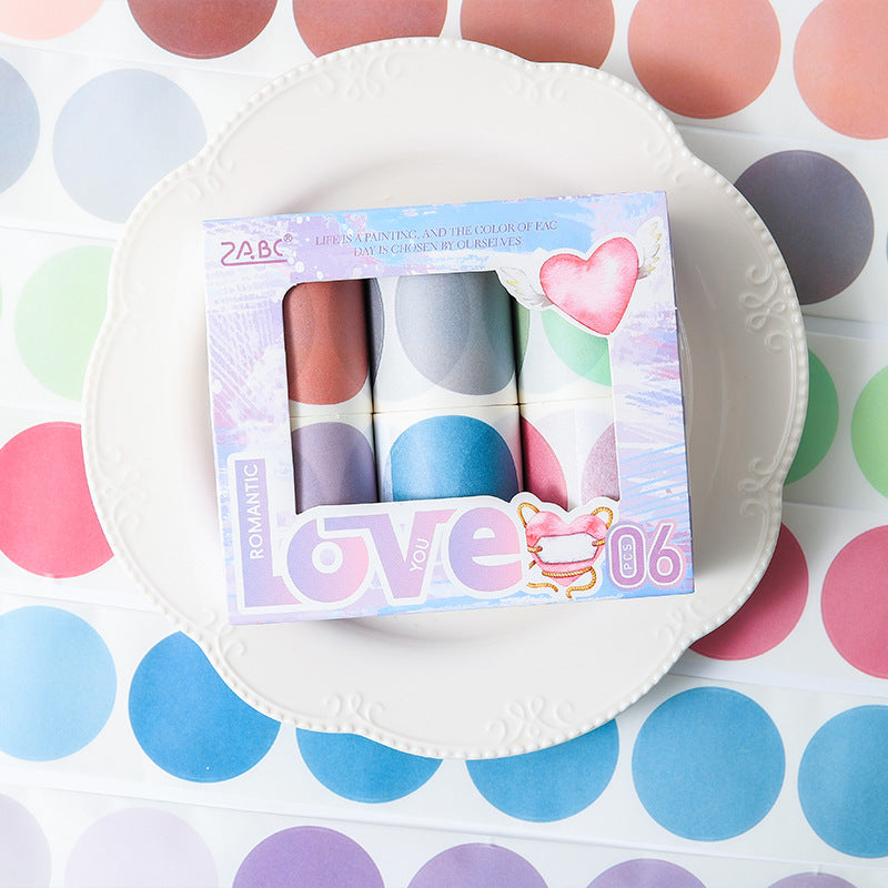 6 Rolls Morandi Dot Washi Plannrr Stickers Tape LMXC