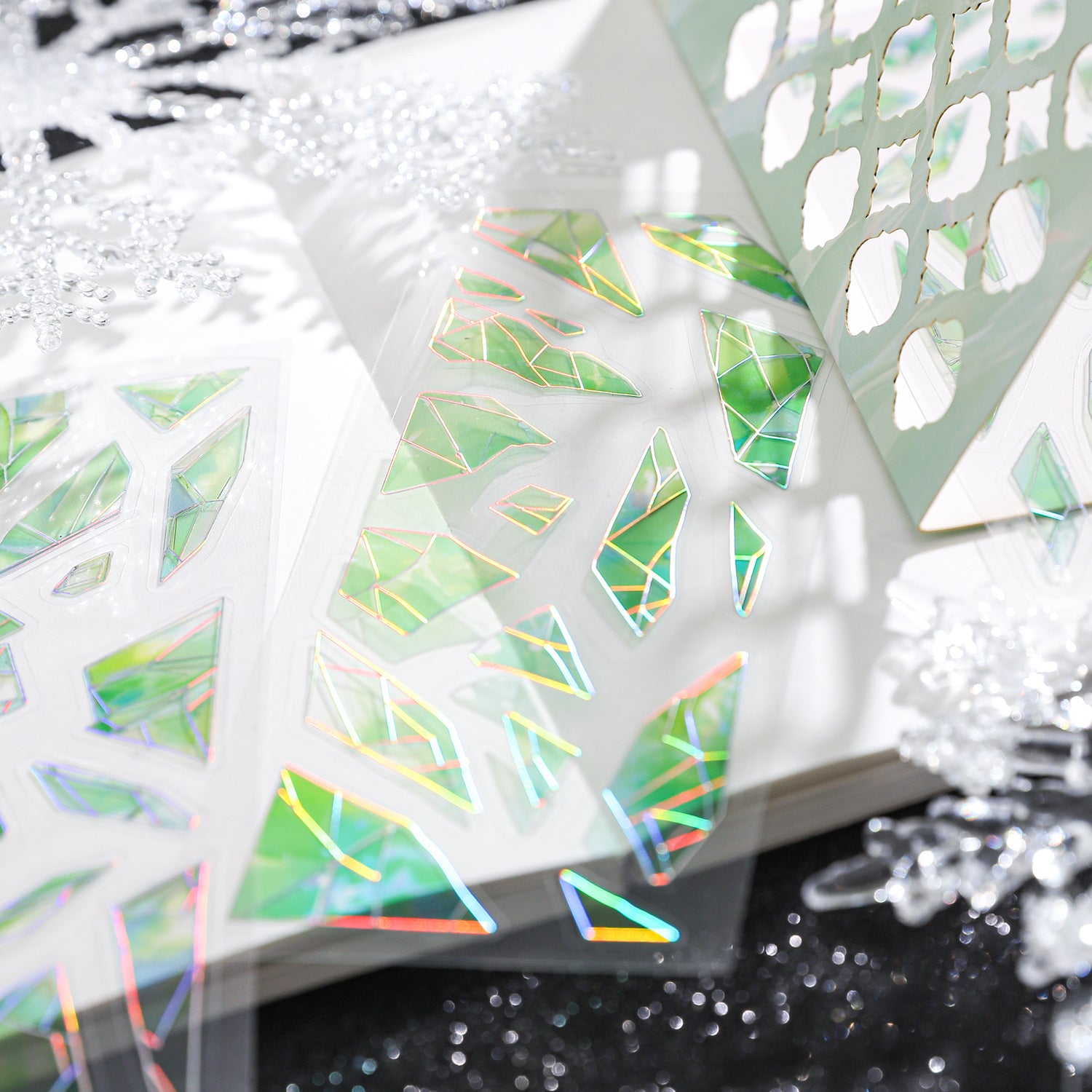 3 Sheets Broken Glass Theme PET Stickers PSZX