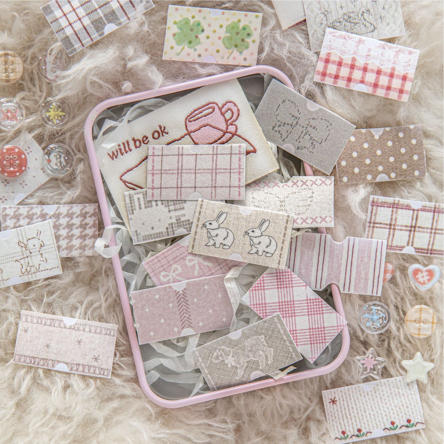 1 Roll Fabric Grid Washi Stickers Tape SZBB