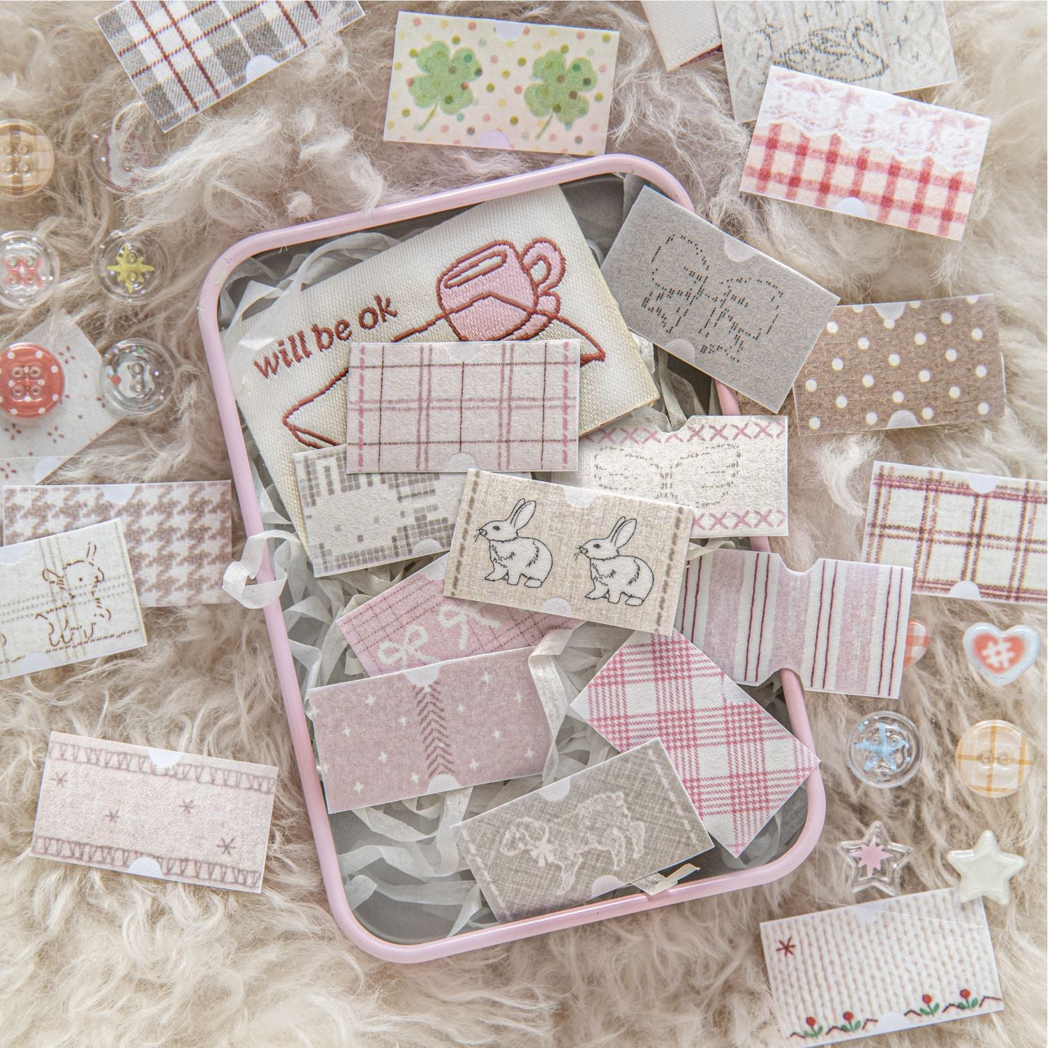 1 Roll Fabric Grid Washi Stickers Tape SZBB