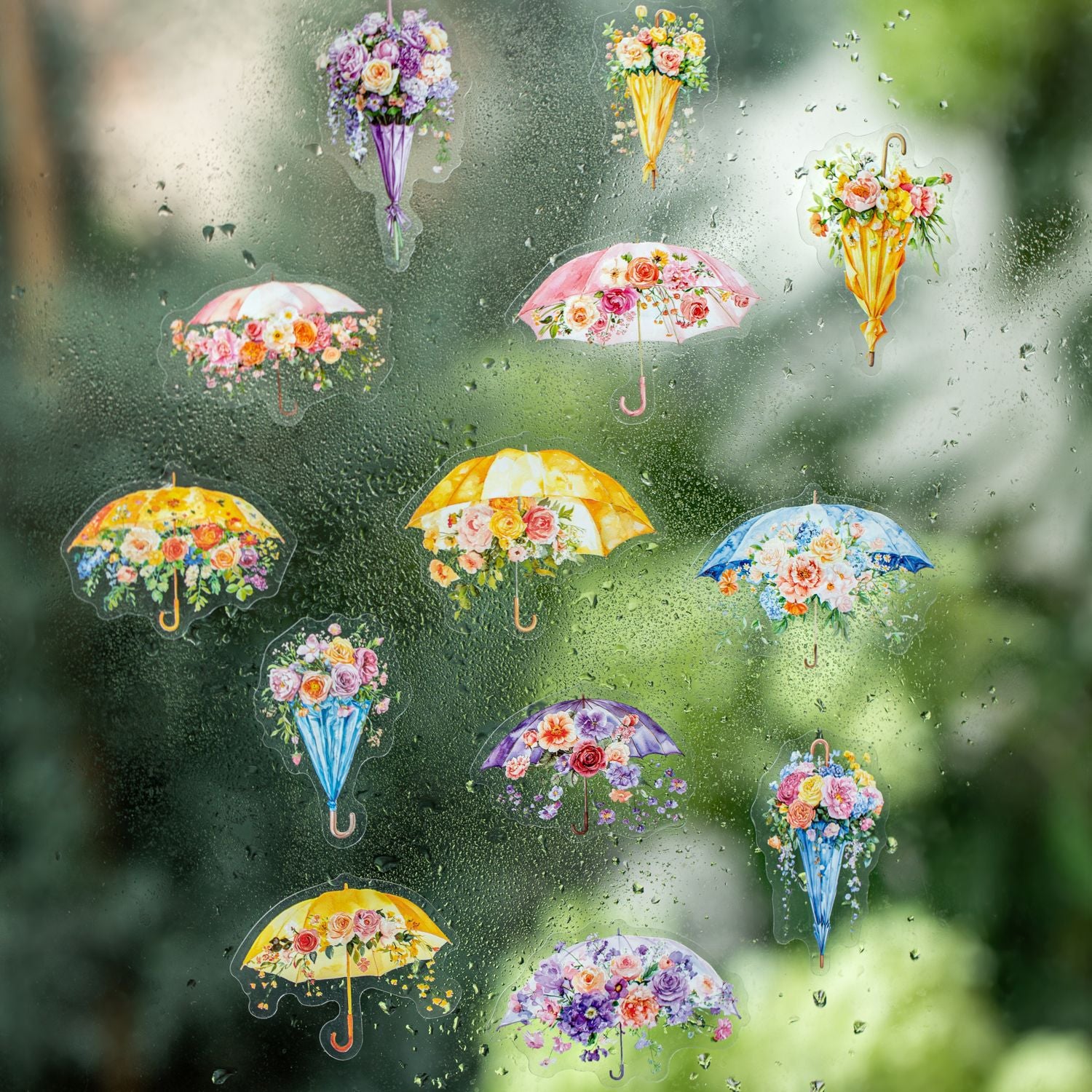 15 Pcs Rainy Theme PET Stickers YXHK
