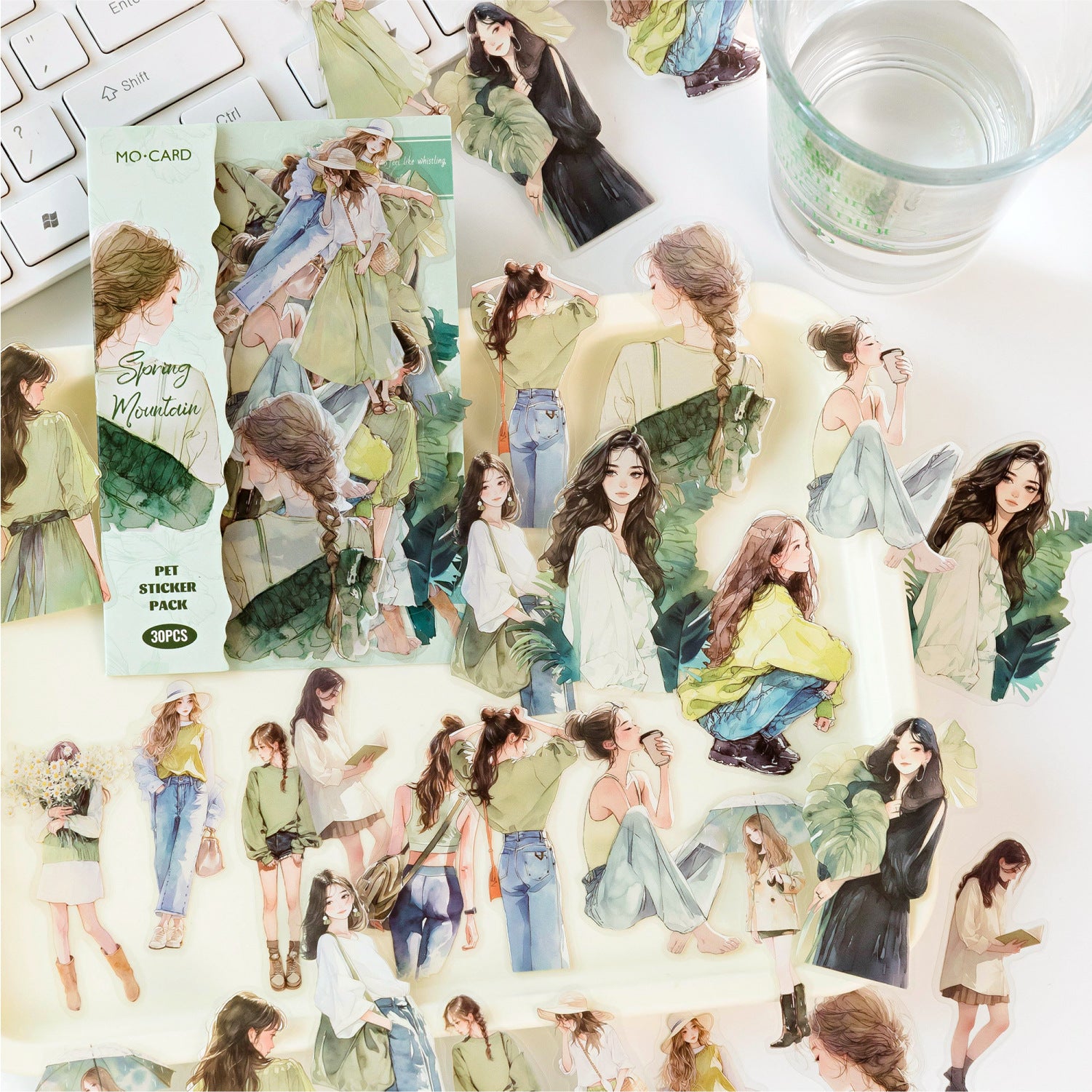 30 Pcs Fashion Girl PET Stickers KXSK