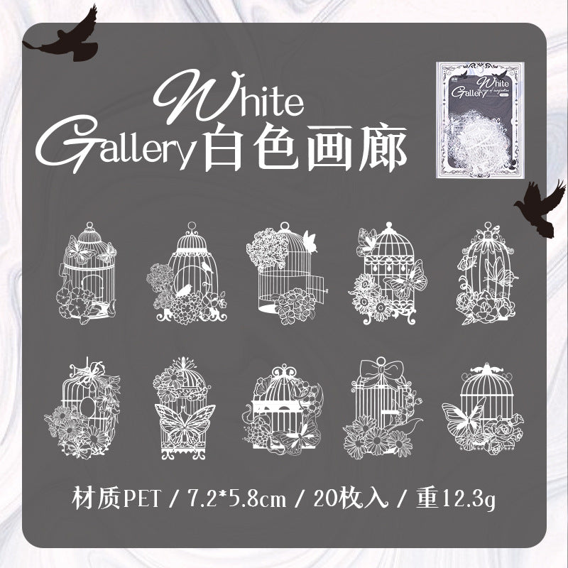 20 Pcs Bird Cage PET Stickers YXZL