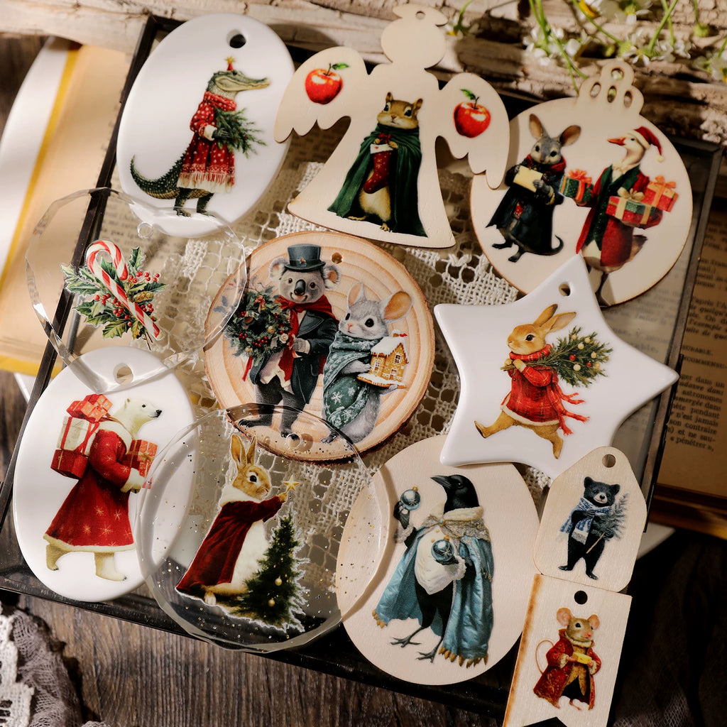 2 Sheets Waterproof Rub on Stickers - Christmas Animal