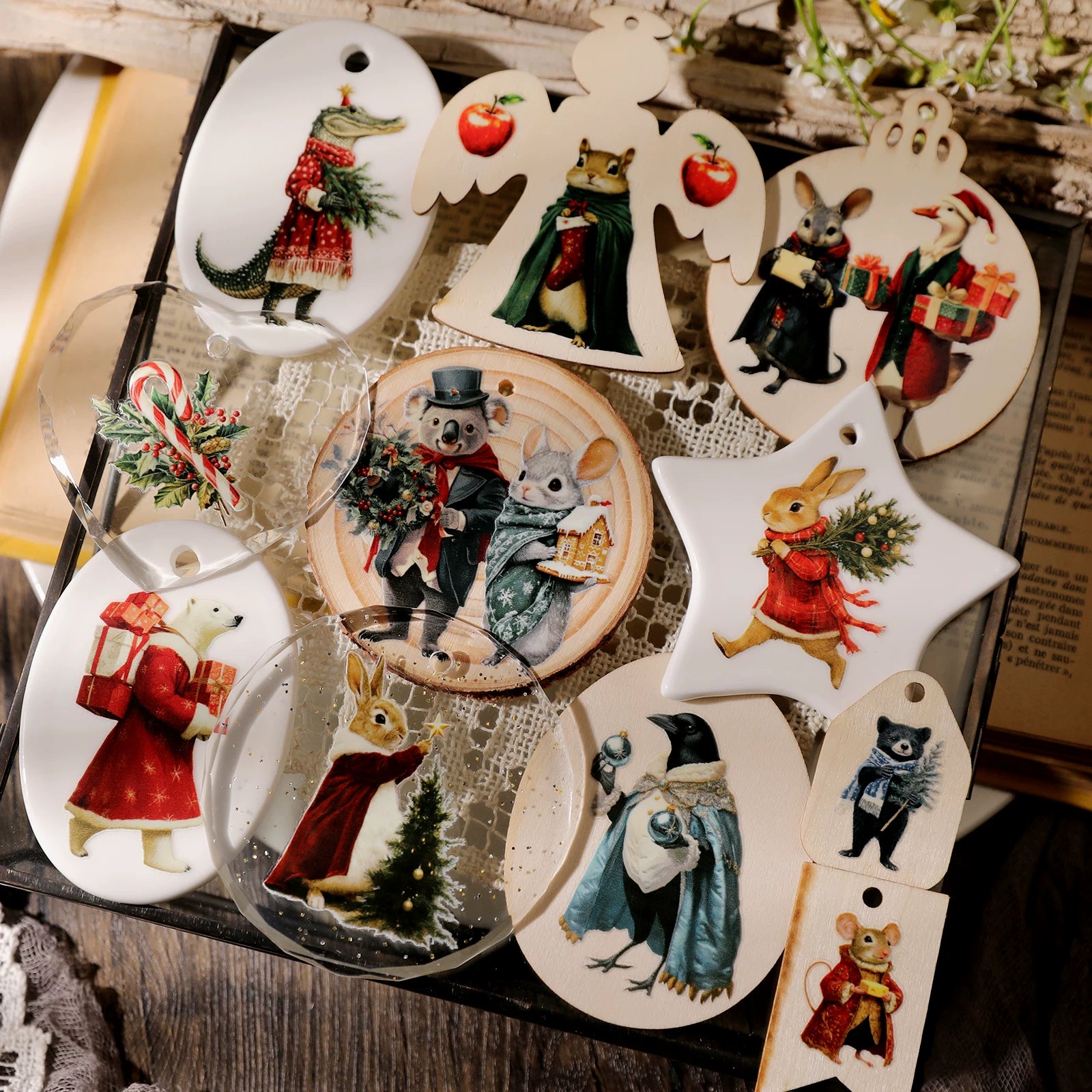 2 Sheets Waterproof Rub on Stickers - Christmas Animal