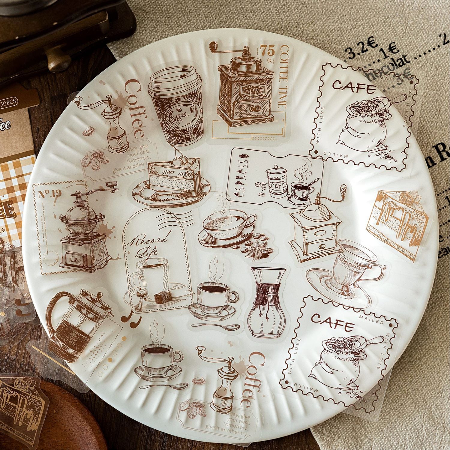 30 Pcs Coffee Theme PET Stickers YBKFSJ
