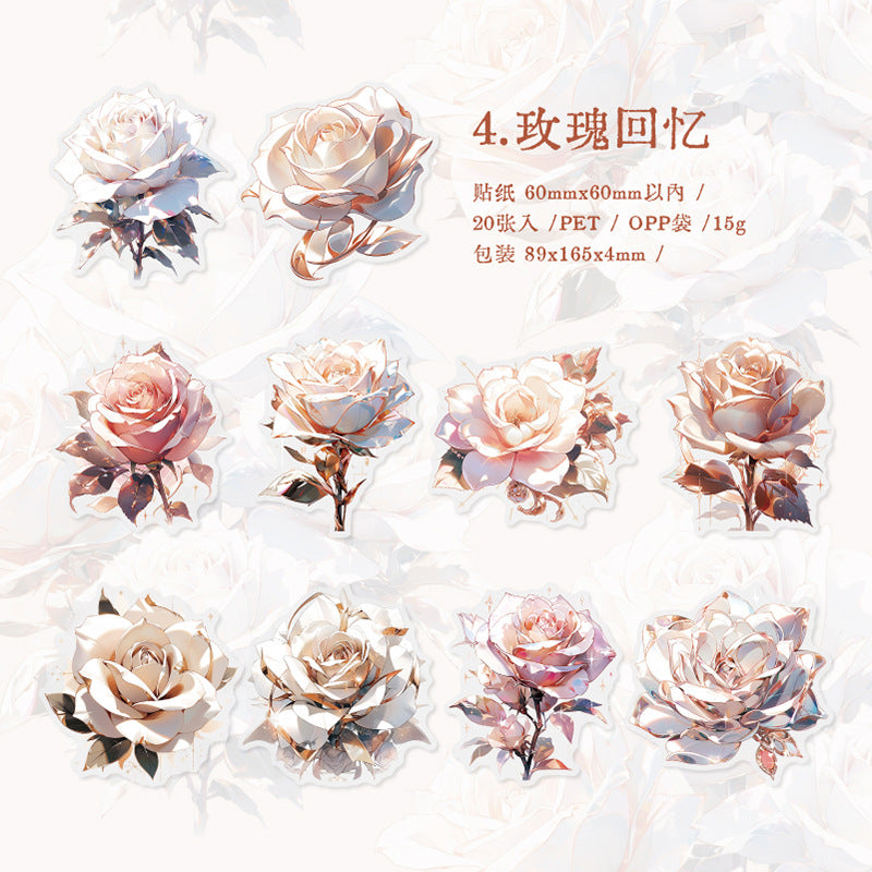 20 Pcs Rainbow Flowers PET Stickers CHDHH