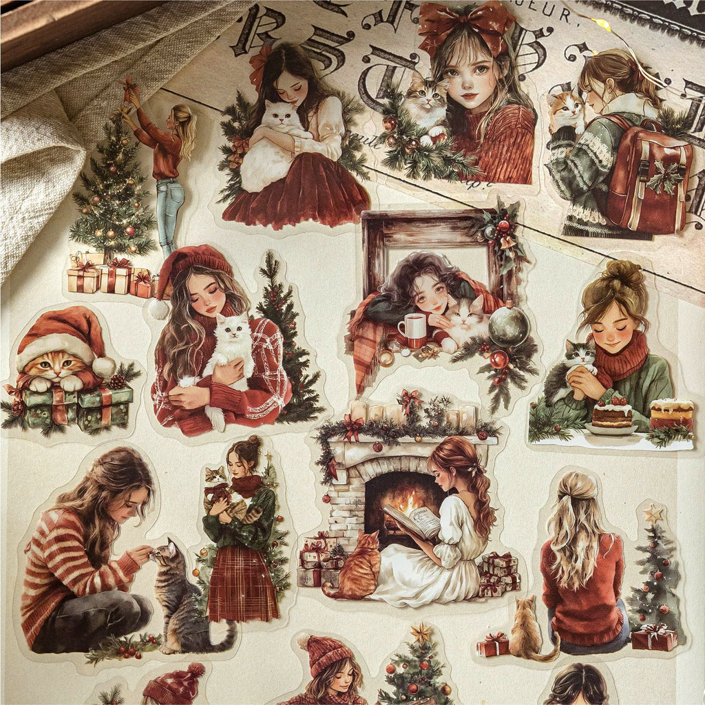 20 Pcs Christmas Girl PET Stickers SDSD