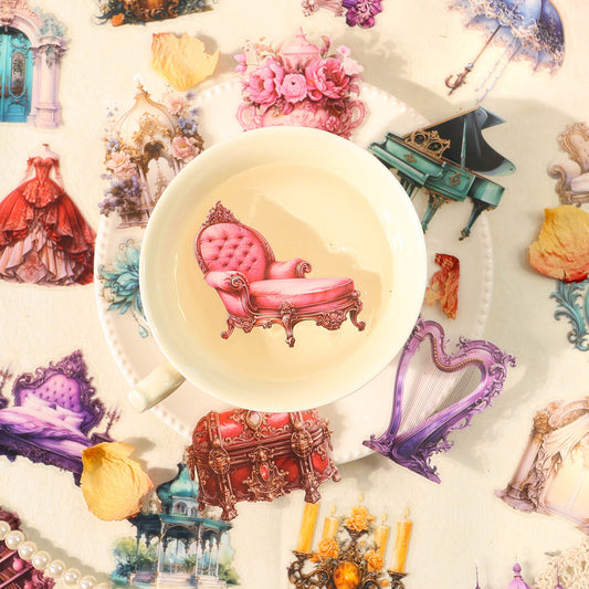 30 Pcs Baroque Themed PET Stickers BLKWH