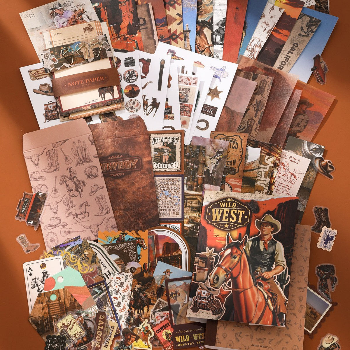 157 Pcs Western Cowboy Themed Junk Journal Gift Set XBNZ