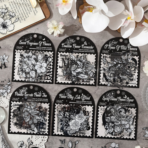 10 Pcs Black White Collage PET Stickers MSHF