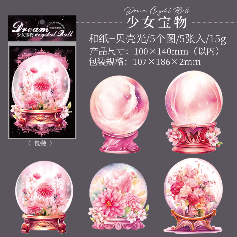 5 Pcs Crystal Ball PET Stickers MHSJ