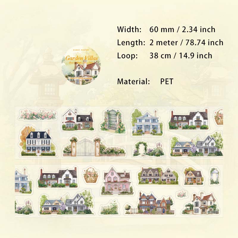 1 Roll House Theme PET Stickers Tape FWZJGS
