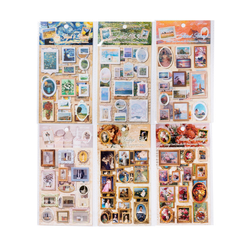 2 Sheets 3D Famous Painting Stickers MHBWG