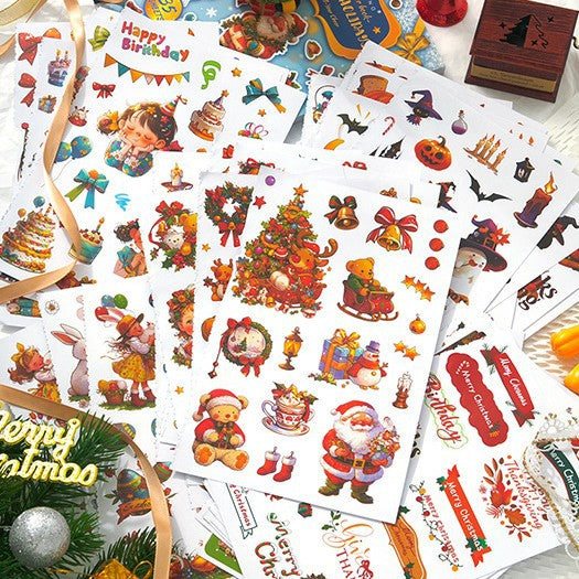 35 Sheets Christmas Halloween Themed Stickers Book HLDJR