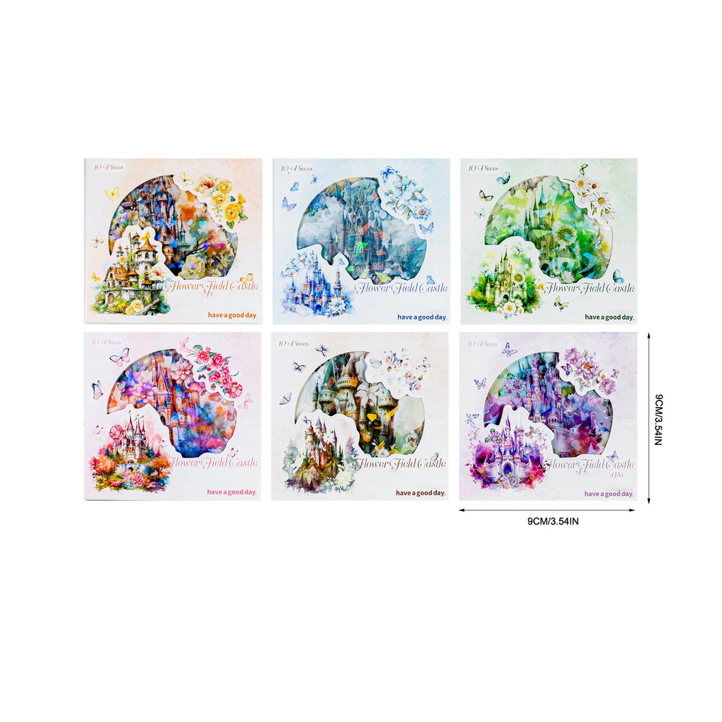 10 Pcs PET Castle Stickers CBHY