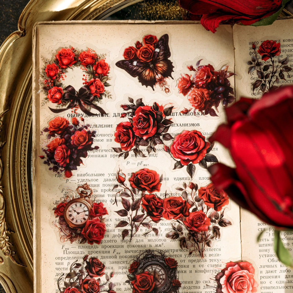 40 Pcs Vintage Rose Stickers MGQS