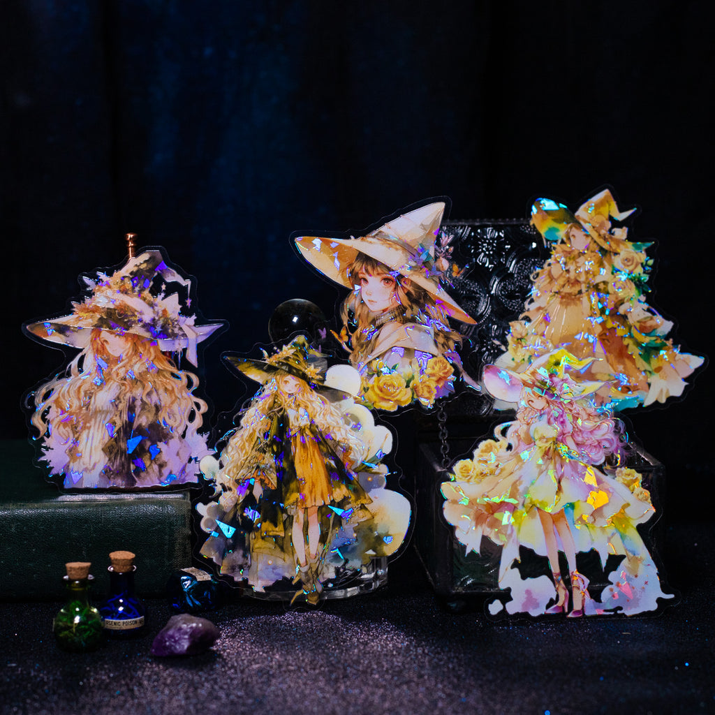 5 Pcs PET Witch Stickes SXNW
