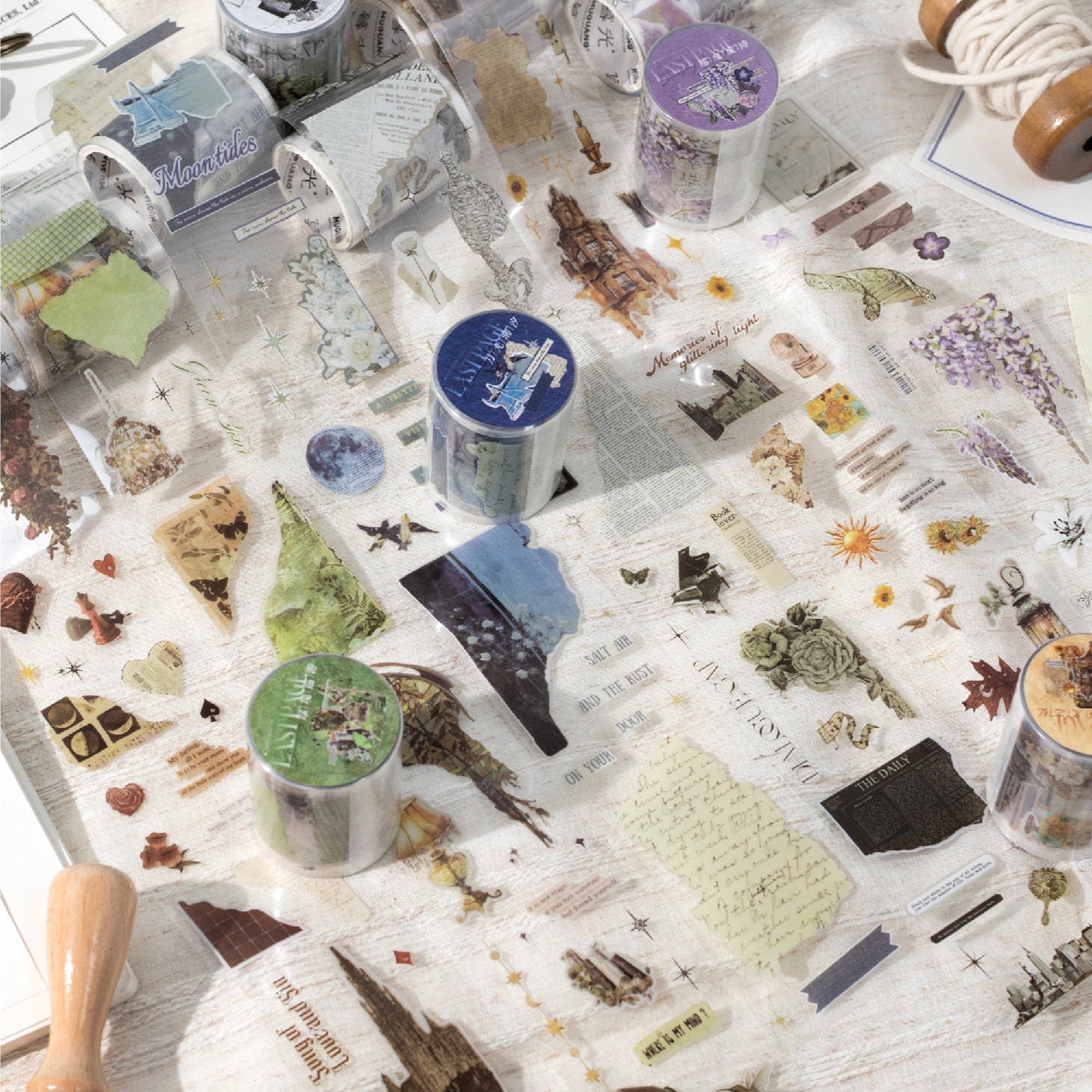 1 Roll Vintage Junk Journal Stickers Tape PTWY