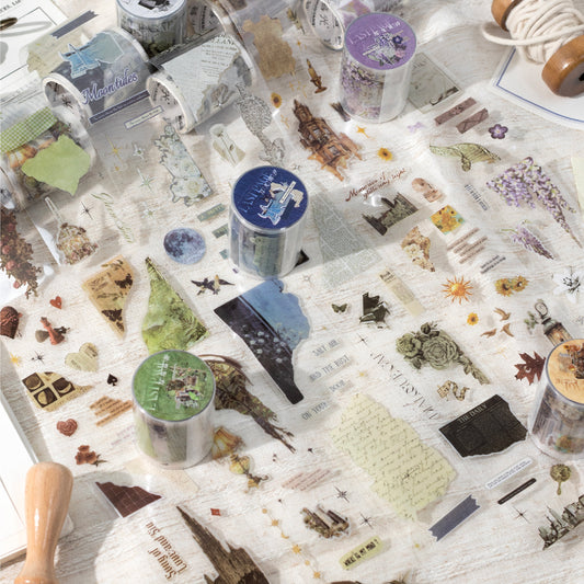 1 Roll Vintage Junk Journal Stickers Tape PTWY
