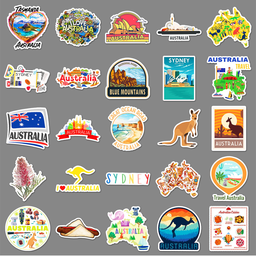 50Pcs Australia Travel Vinyl Stickers TRV11