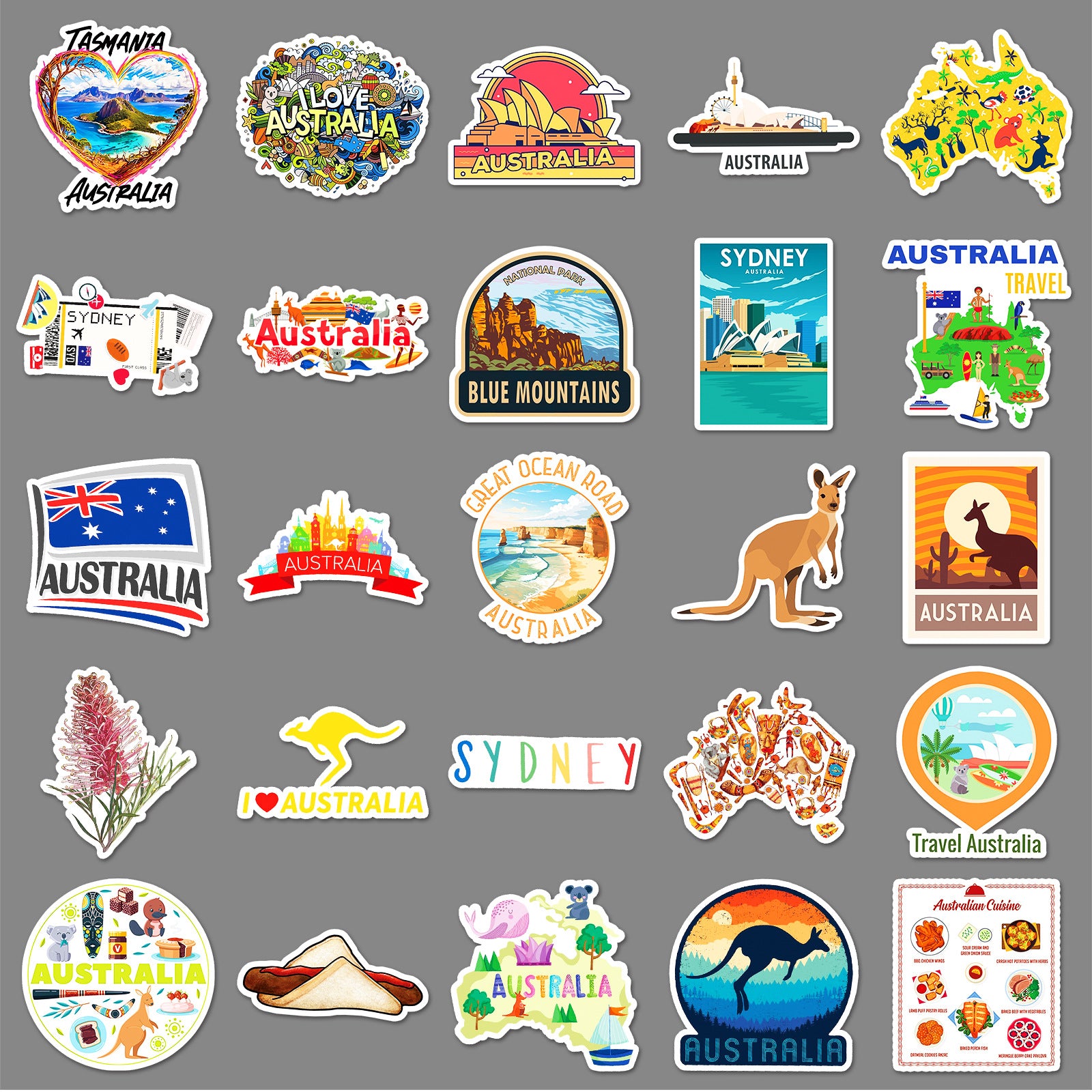 50Pcs Australia Travel Vinyl Stickers TRV11