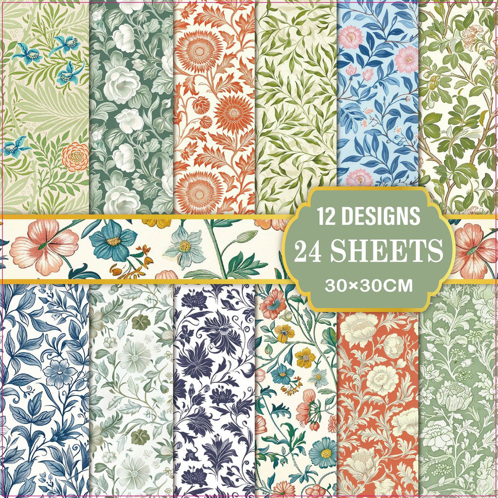 12 inch William Morris Scrapbook Paper Pad PAJ006