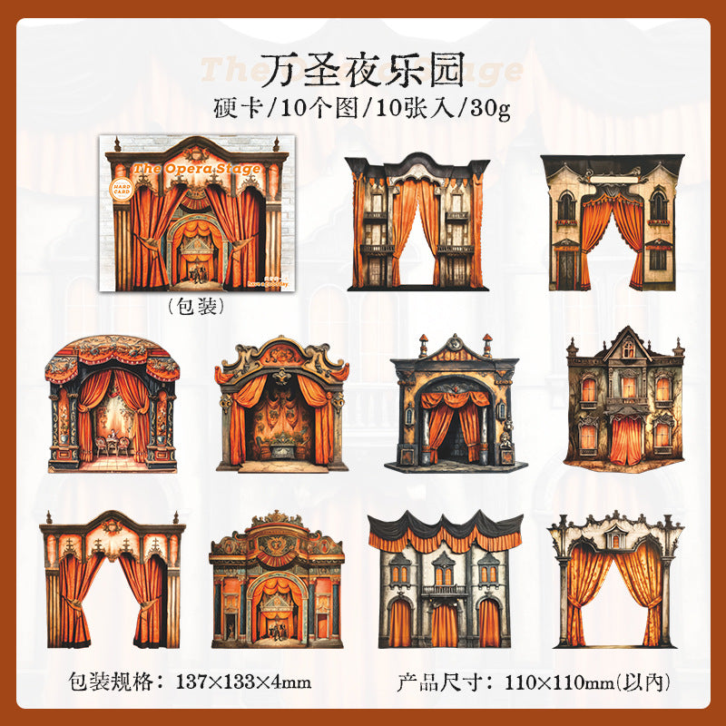 10 Pcs Opera Stage Theme Cardstock Paper GJWT