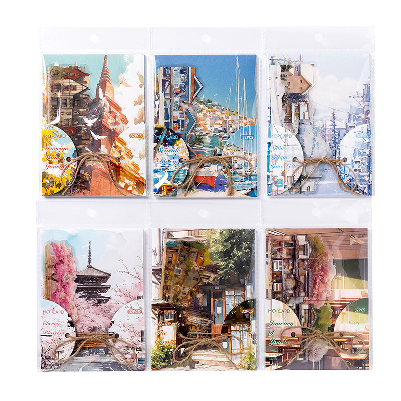 32 Pcs Travel Theme Scrapbook Paper XLZL