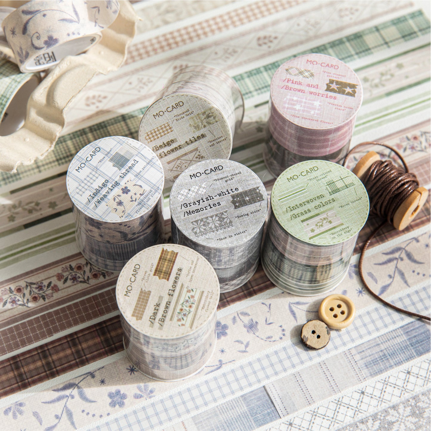 3 Rolls Vitnage Grid Washi Tapes Set SZBY