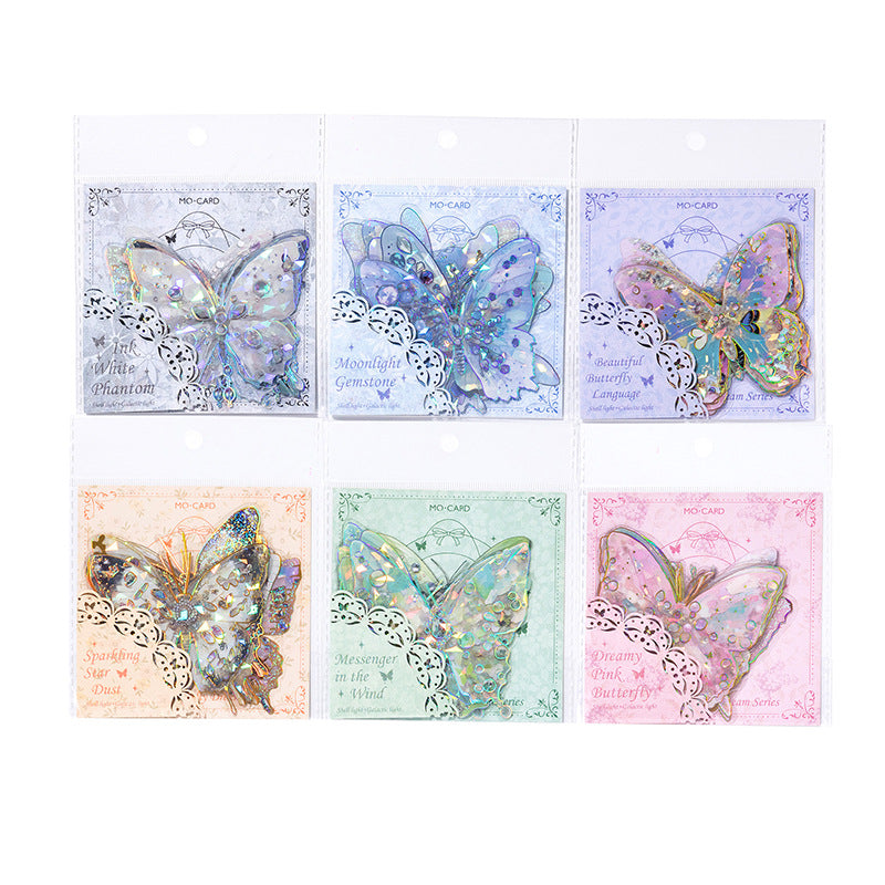 10 Pcs Glitter Butterfly PET Stickers BSDM