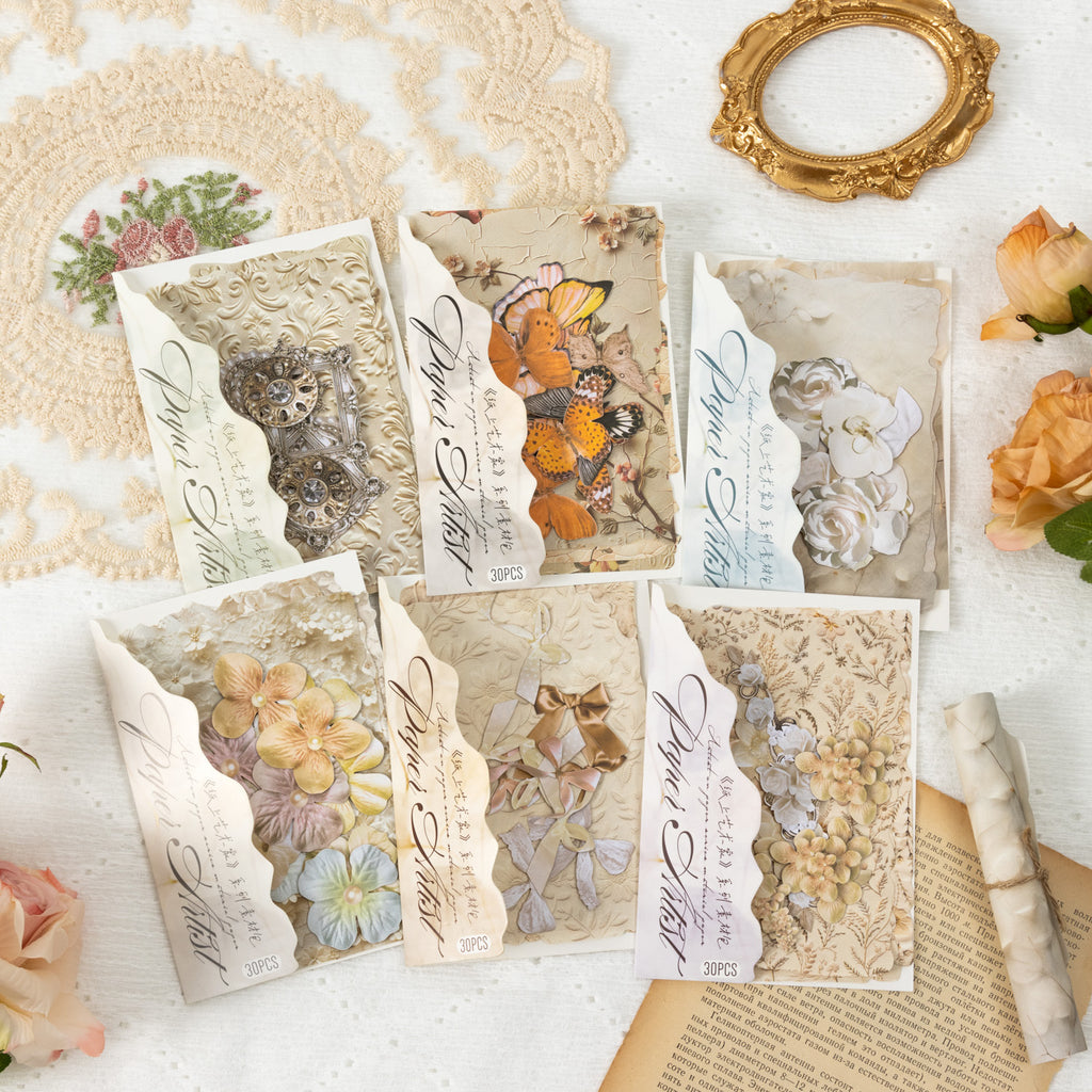 30 Sheests Floral Scrapbook Paper and Stickers Kit ZSYSJ