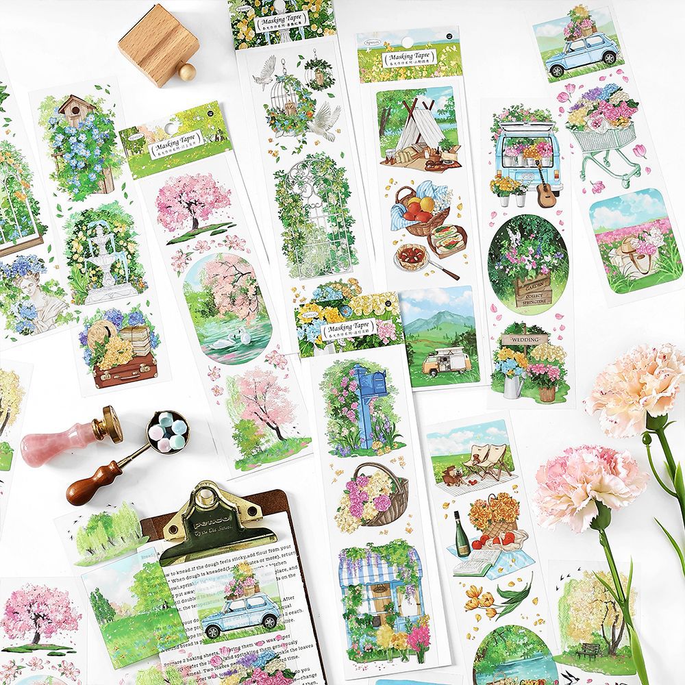 6 Pcs Garden Spring PET Stickers CGZX