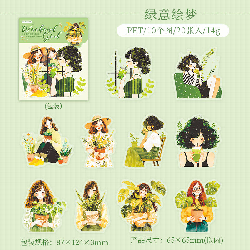 20 Pcs Life Style PET Girl Stickers SNZM