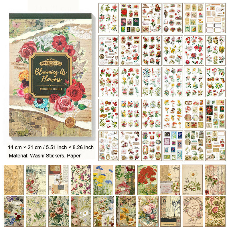 50 Sheets Vintage Scrapbook Paper and Stickers Book MCYL