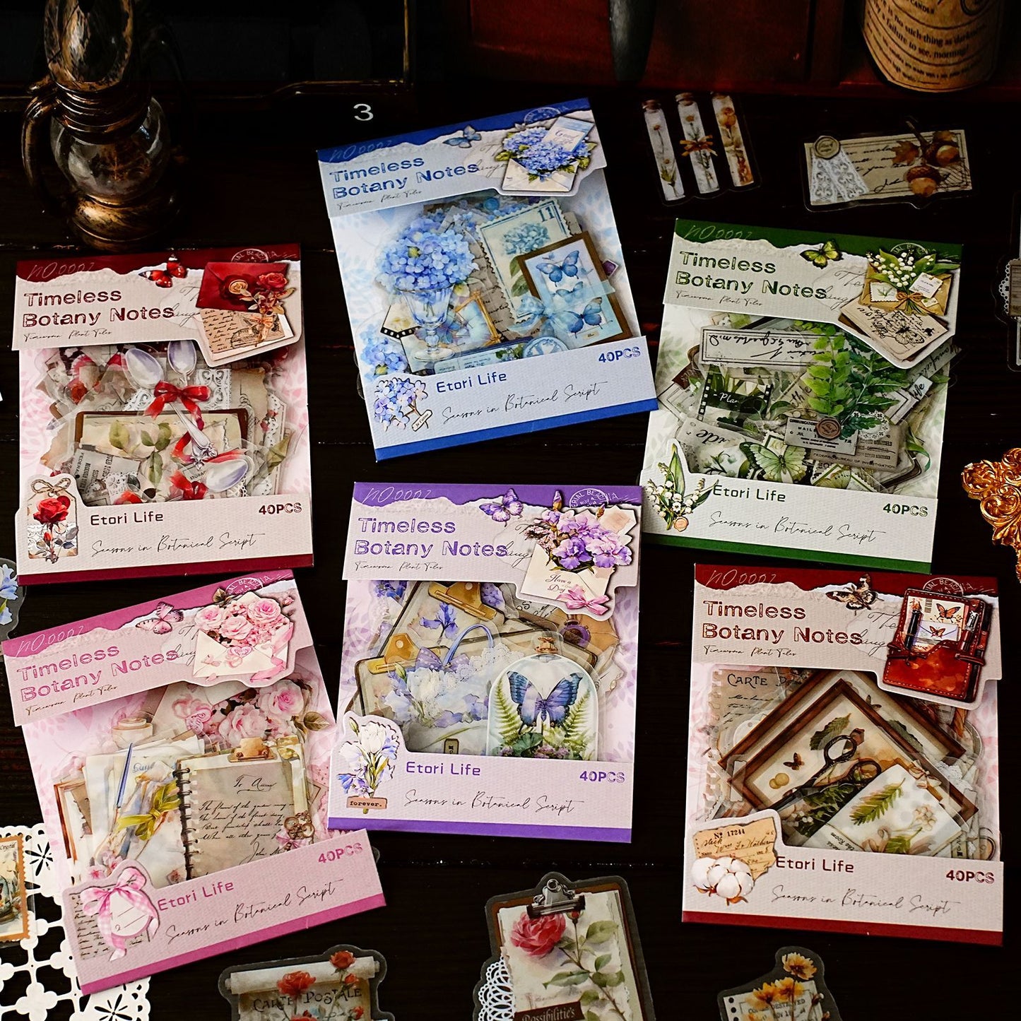 40 Pcs Leaf Flower Collage PET Stickers SGPZ